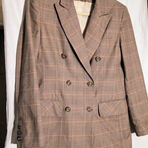Vtg Brooks Brs| 6-Button Dbl  Breasted Blazer | Brown Gun Club Check | Size 4